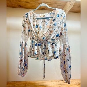 Floral Blouse with Bell Sleeves